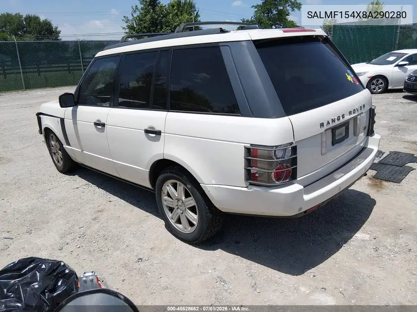 2008 Land Rover Range Rover Hse VIN: SALMF154X8A290280 Lot: 45528662