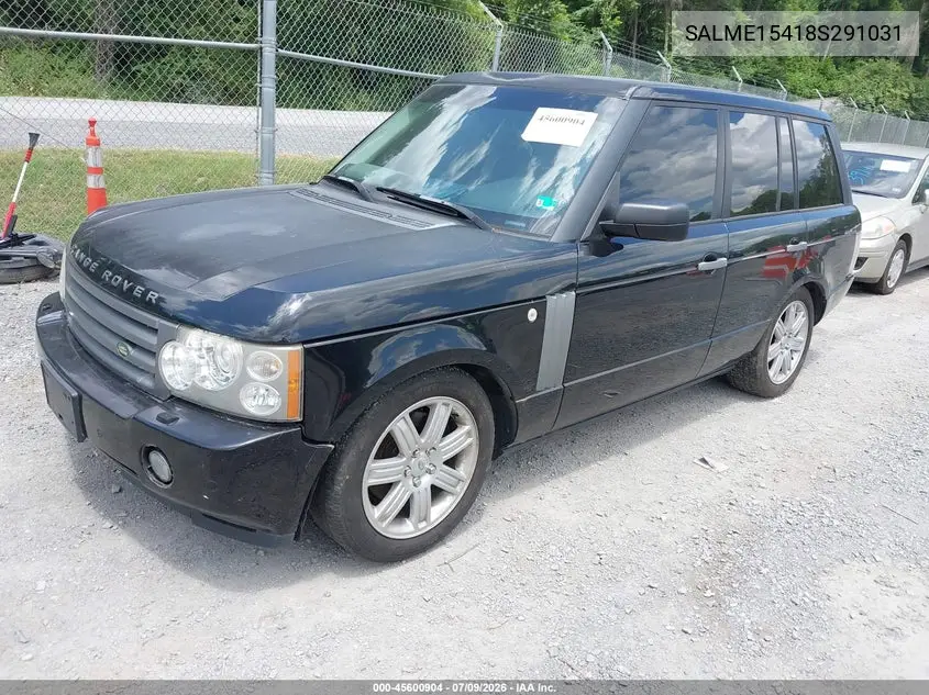 2008 Land Rover Range Rover Hse VIN: SALME15418S291031 Lot: 45600904