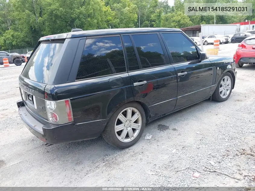 2008 Land Rover Range Rover Hse VIN: SALME15418S291031 Lot: 45600904