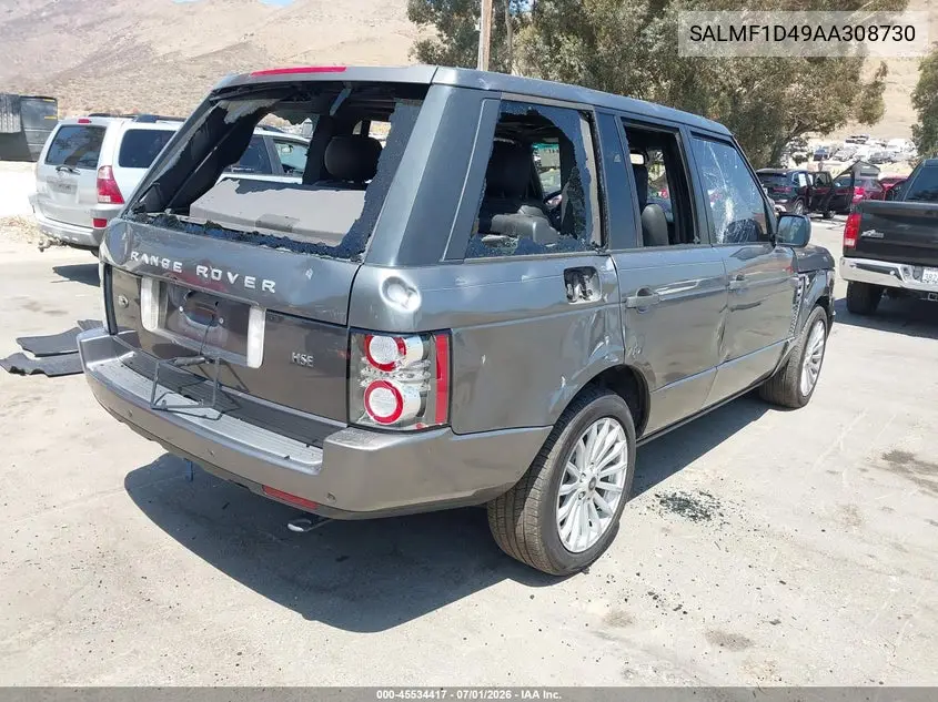 2010 Land Rover Range Rover Hse VIN: SALMF1D49AA308730 Lot: 45534417
