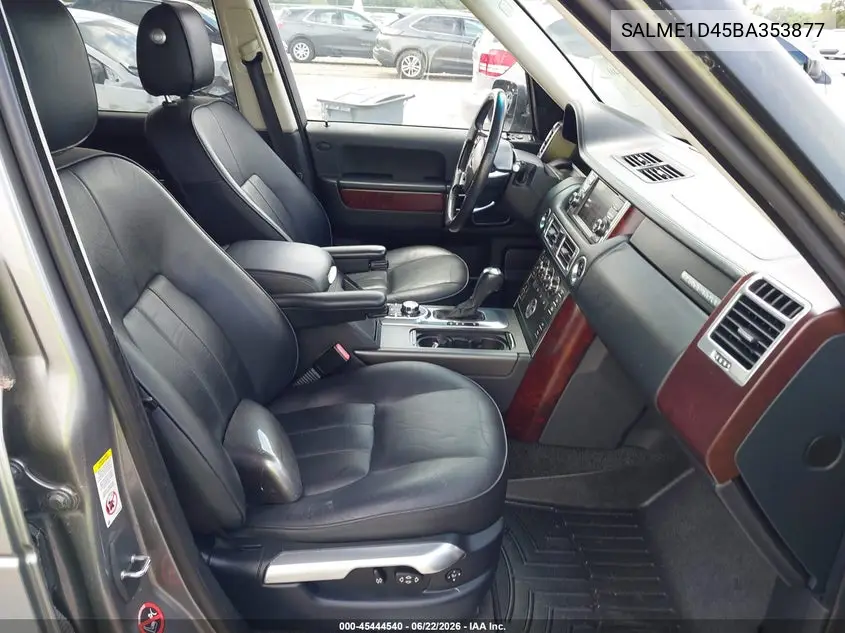 2011 Land Rover Range Rover Hse VIN: SALME1D45BA353877 Lot: 45444540