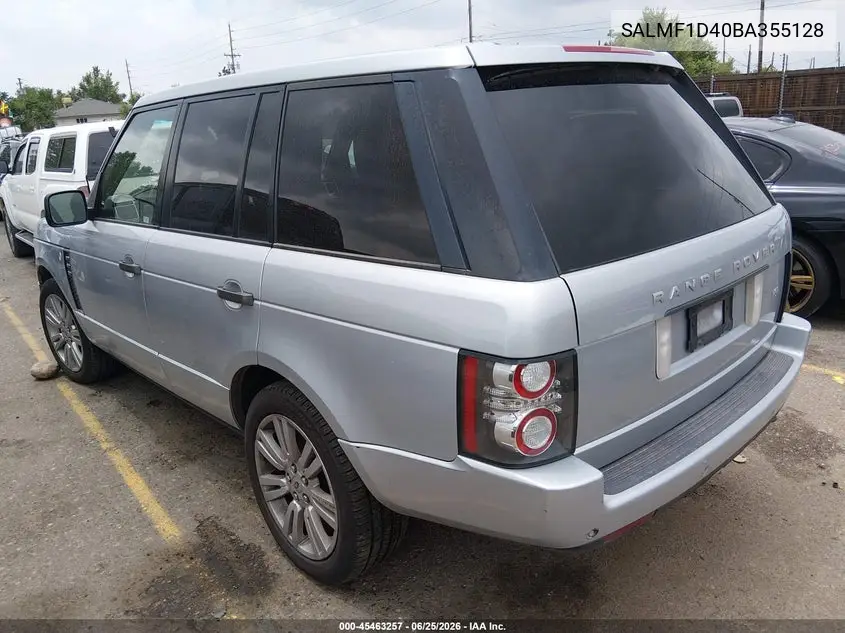 2011 Land Rover Range Rover Hse VIN: SALMF1D40BA355128 Lot: 45463257
