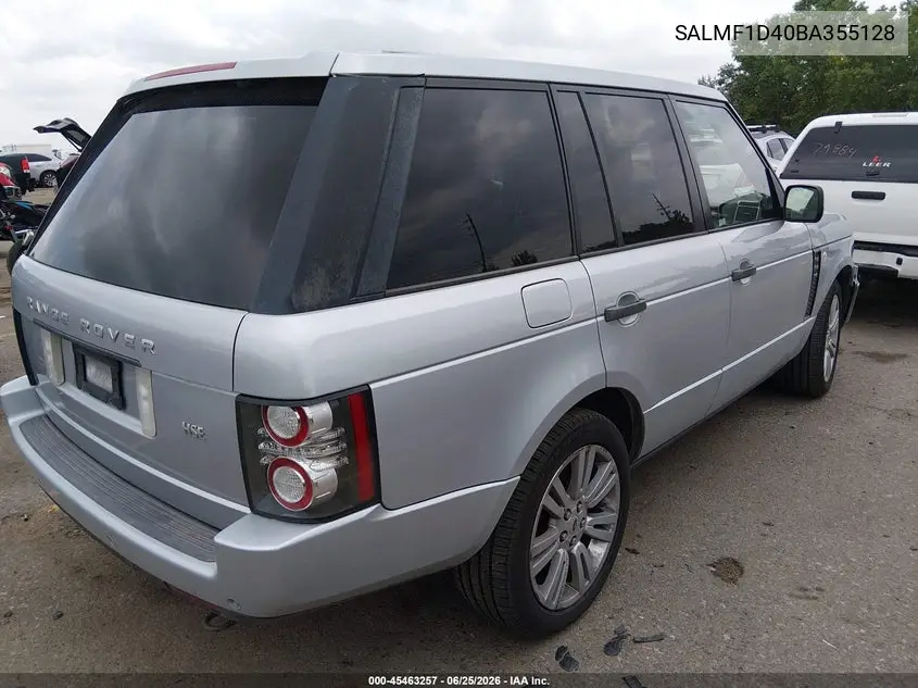 2011 Land Rover Range Rover Hse VIN: SALMF1D40BA355128 Lot: 45463257