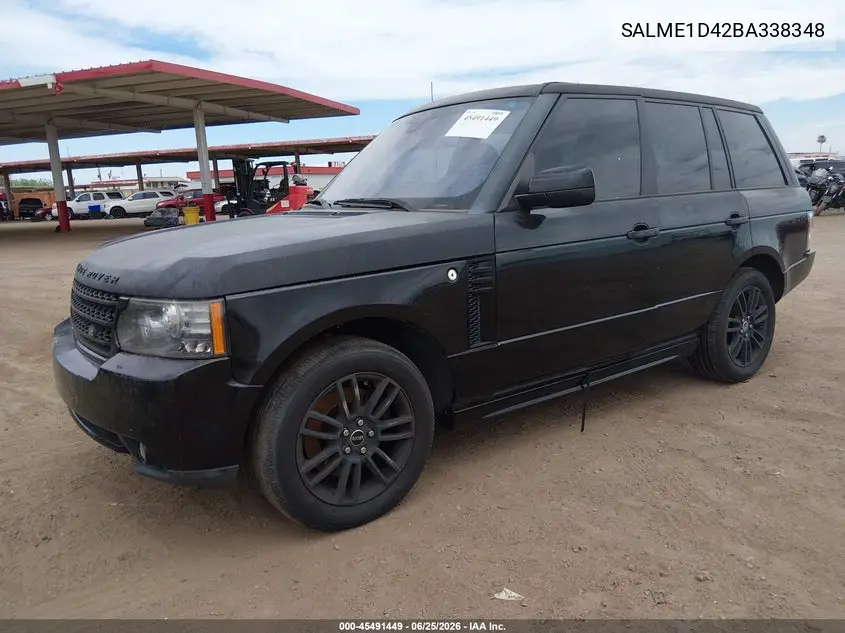 2011 Land Rover Range Rover Hse VIN: SALME1D42BA338348 Lot: 45491449