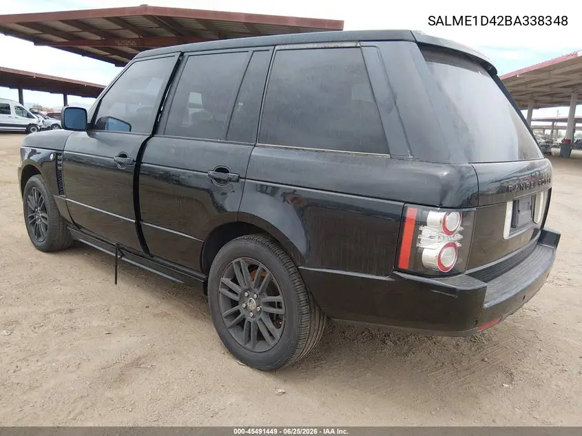 2011 Land Rover Range Rover Hse VIN: SALME1D42BA338348 Lot: 45491449