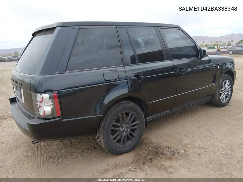 2011 Land Rover Range Rover Hse VIN: SALME1D42BA338348 Lot: 45491449
