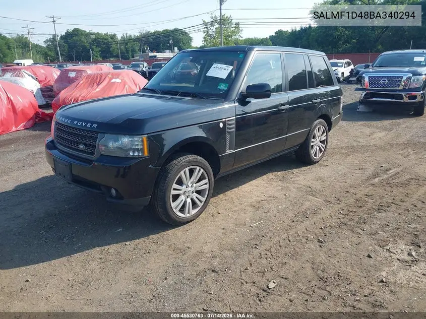 2011 Land Rover Range Rover Hse VIN: SALMF1D48BA340294 Lot: 45530763