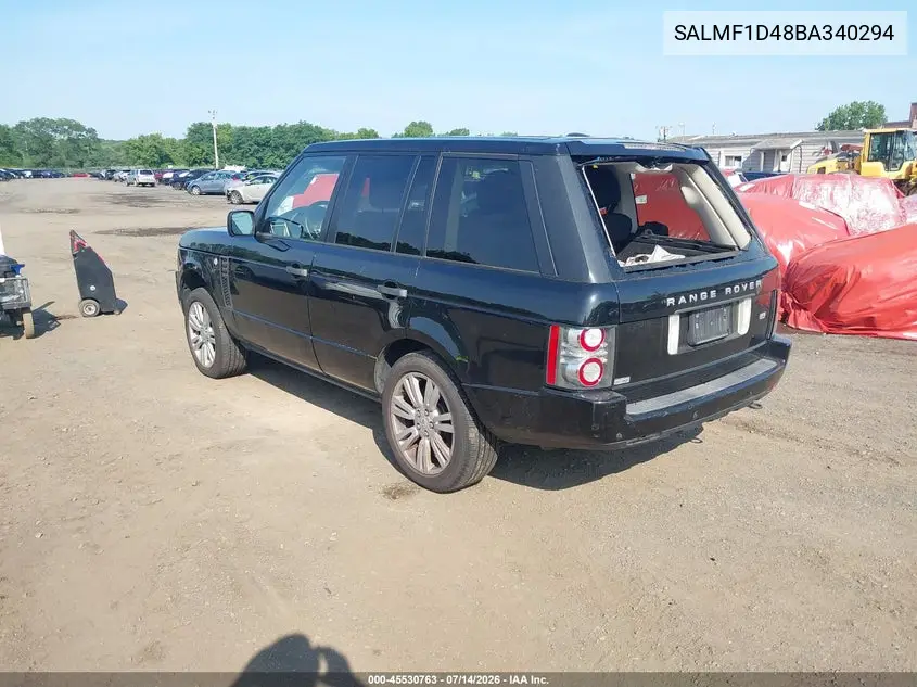 2011 Land Rover Range Rover Hse VIN: SALMF1D48BA340294 Lot: 45530763