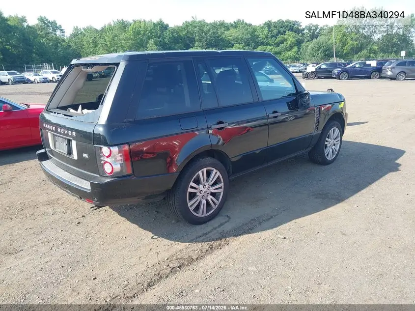 2011 Land Rover Range Rover Hse VIN: SALMF1D48BA340294 Lot: 45530763