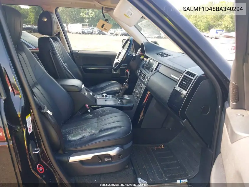 2011 Land Rover Range Rover Hse VIN: SALMF1D48BA340294 Lot: 45530763