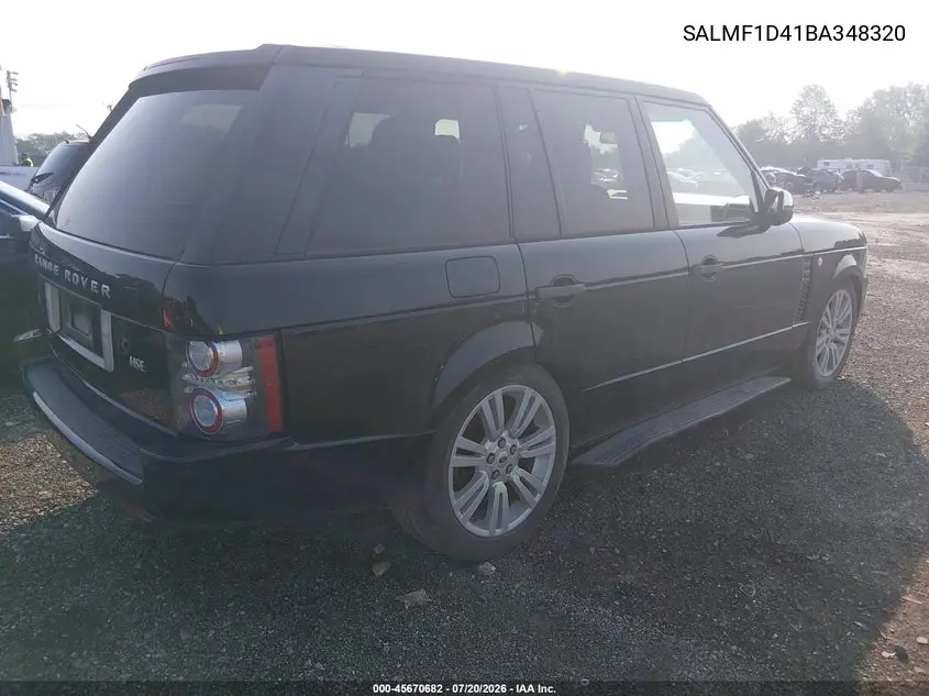 2011 Land Rover Range Rover Hse VIN: SALMF1D41BA348320 Lot: 45670682