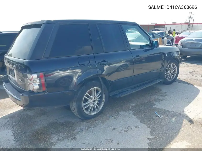 2012 Land Rover Range Rover Hse VIN: SALME1D41CA360696 Lot: 45442211