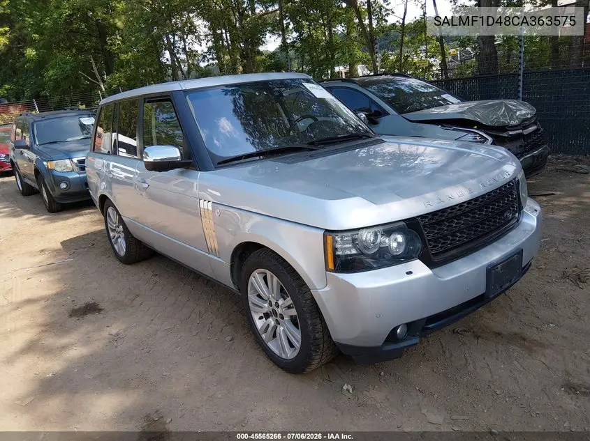 2012 Land Rover Range Rover Hse VIN: SALMF1D48CA363575 Lot: 45565266