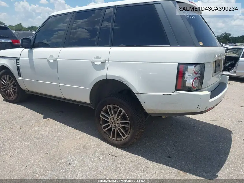 2012 Land Rover Range Rover Hse VIN: SALME1D43CA390234 Lot: 45597851