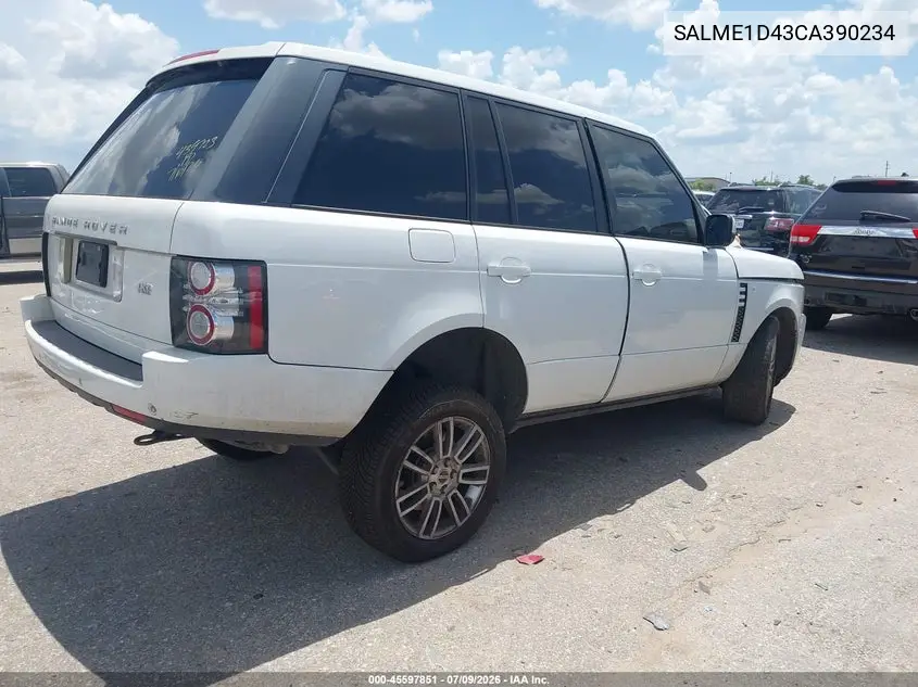 2012 Land Rover Range Rover Hse VIN: SALME1D43CA390234 Lot: 45597851