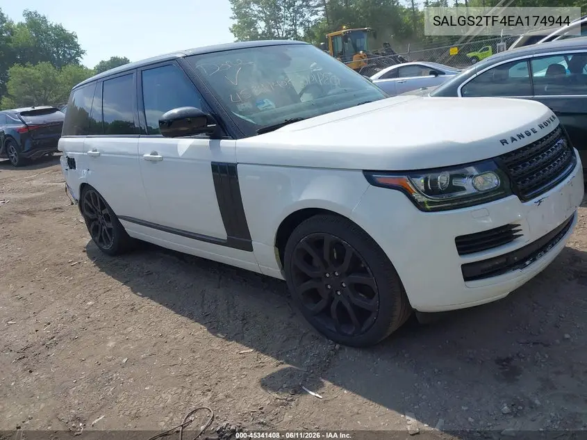 2014 Land Rover Range Rover 5.0L V8 Supercharged/5.0L V8 Supercharged Ebony Edition VIN: SALGS2TF4EA174944 Lot: 45341408