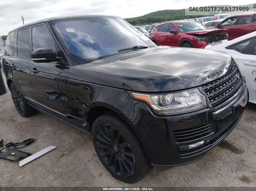 2014 Land Rover Range Rover VIN: SALGS2TF2EA171959 Lot: 45352950