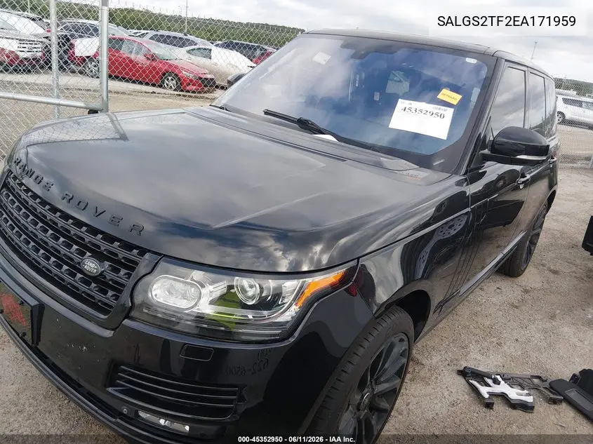 2014 Land Rover Range Rover VIN: SALGS2TF2EA171959 Lot: 45352950