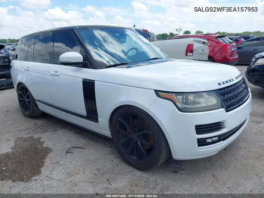 2014 Land Rover Range Rover 3.0L V6 Supercharged Hse VIN: SALGS2WF3EA157953 Lot: 45571492