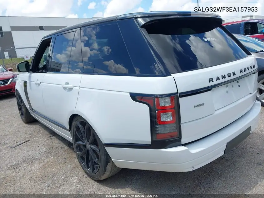 2014 Land Rover Range Rover 3.0L V6 Supercharged Hse VIN: SALGS2WF3EA157953 Lot: 45571492