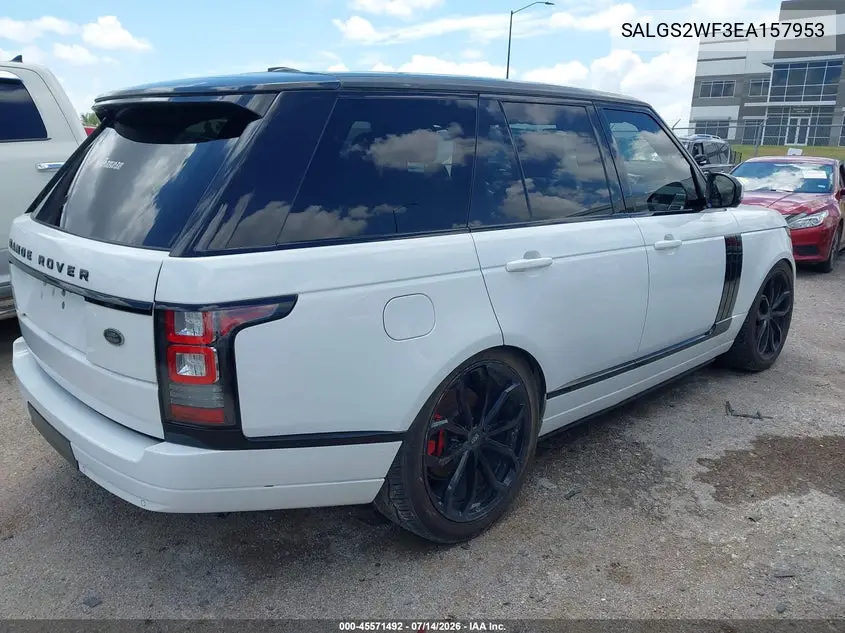 2014 Land Rover Range Rover 3.0L V6 Supercharged Hse VIN: SALGS2WF3EA157953 Lot: 45571492