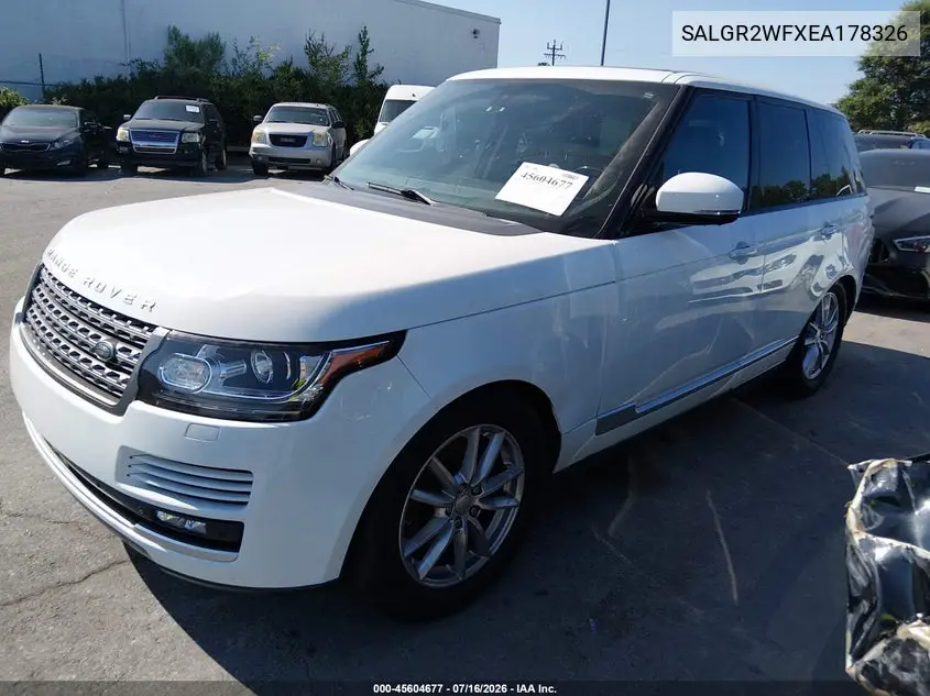 2014 Land Rover Range Rover 3.0L V6 Supercharged VIN: SALGR2WFXEA178326 Lot: 45604677