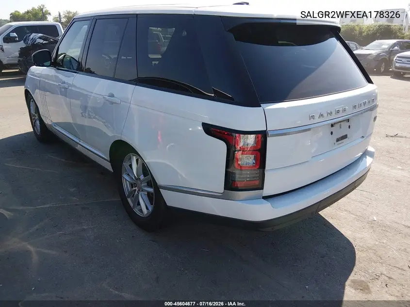 2014 Land Rover Range Rover 3.0L V6 Supercharged VIN: SALGR2WFXEA178326 Lot: 45604677