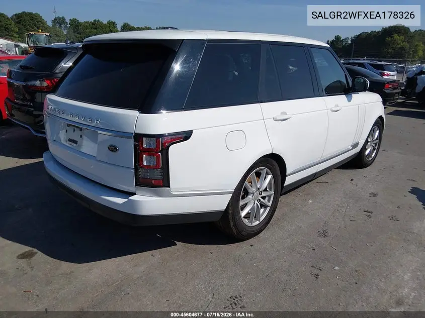 2014 Land Rover Range Rover 3.0L V6 Supercharged VIN: SALGR2WFXEA178326 Lot: 45604677