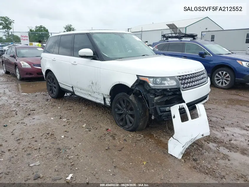 2015 Land Rover Range Rover 3.0L V6 Supercharged Hse VIN: SALGS2VF5FA212552 Lot: 45488338