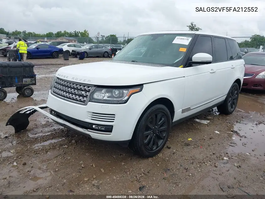 2015 Land Rover Range Rover 3.0L V6 Supercharged Hse VIN: SALGS2VF5FA212552 Lot: 45488338