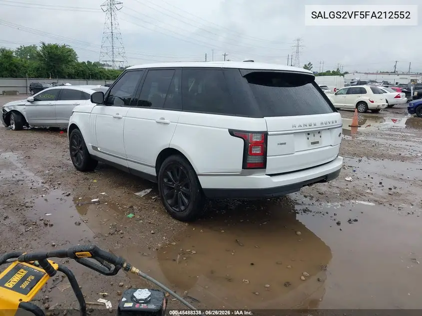2015 Land Rover Range Rover 3.0L V6 Supercharged Hse VIN: SALGS2VF5FA212552 Lot: 45488338