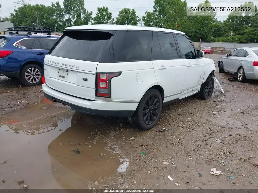 2015 Land Rover Range Rover 3.0L V6 Supercharged Hse VIN: SALGS2VF5FA212552 Lot: 45488338