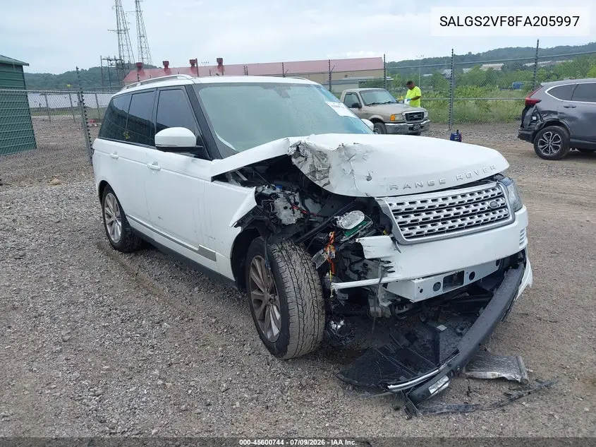 2015 Land Rover Range Rover 3.0L V6 Supercharged Hse VIN: SALGS2VF8FA205997 Lot: 45600744