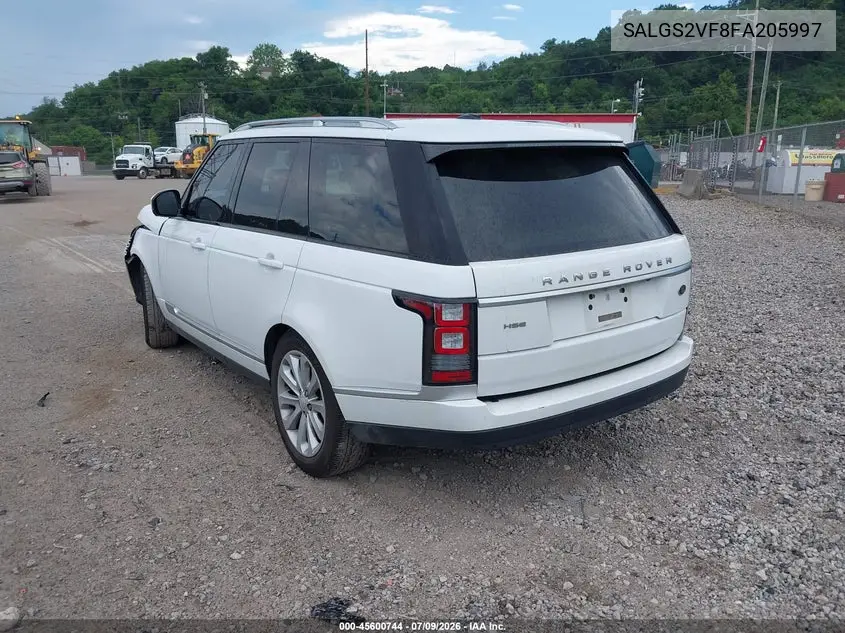 2015 Land Rover Range Rover 3.0L V6 Supercharged Hse VIN: SALGS2VF8FA205997 Lot: 45600744