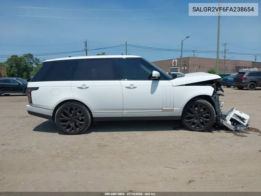 2015 Land Rover Range Rover 3.0L V6 Supercharged VIN: SALGR2VF6FA238654 Lot: 45612903