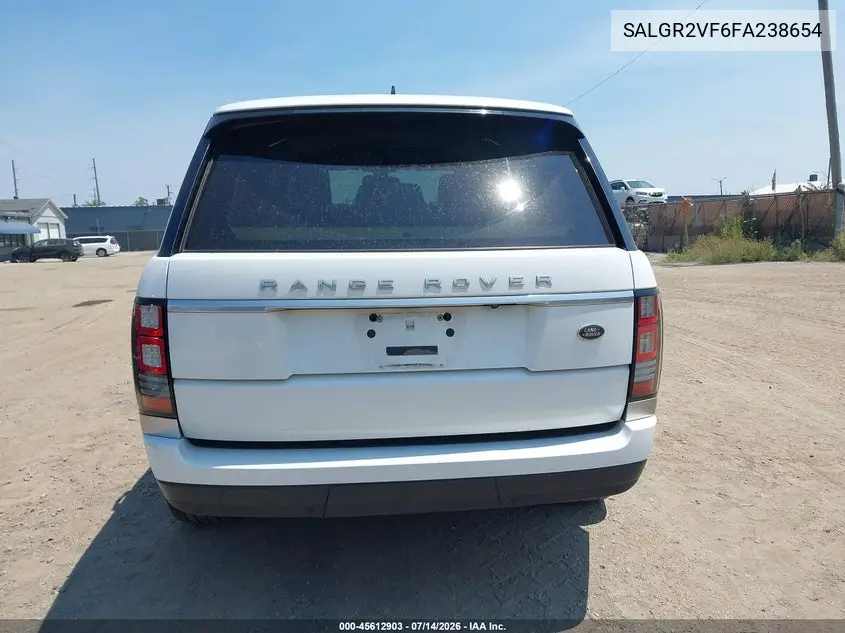 2015 Land Rover Range Rover 3.0L V6 Supercharged VIN: SALGR2VF6FA238654 Lot: 45612903