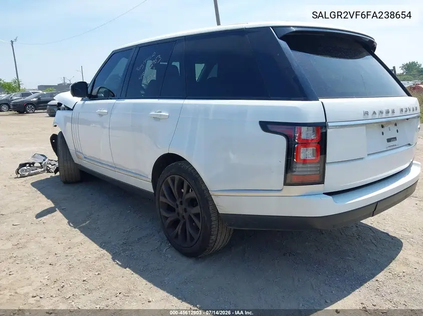 2015 Land Rover Range Rover 3.0L V6 Supercharged VIN: SALGR2VF6FA238654 Lot: 45612903