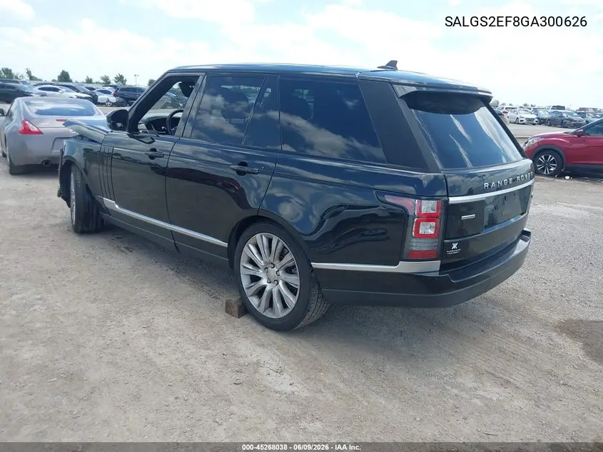 2016 Land Rover Range Rover 5.0L V8 Supercharged VIN: SALGS2EF8GA300626 Lot: 45268038