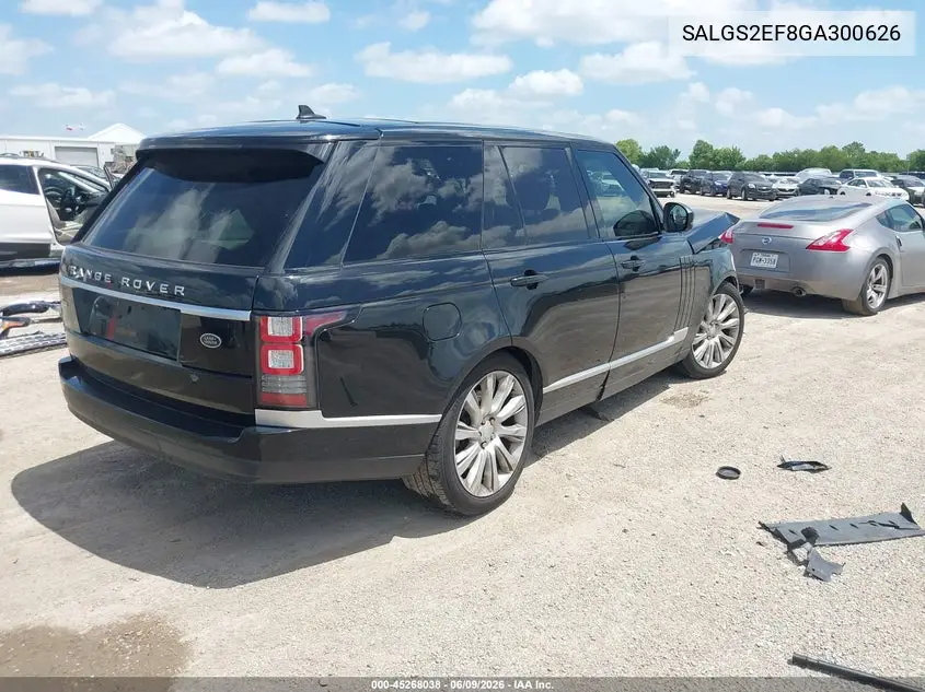 2016 Land Rover Range Rover 5.0L V8 Supercharged VIN: SALGS2EF8GA300626 Lot: 45268038