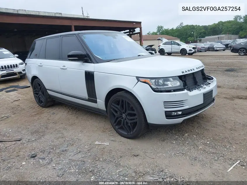 2016 Land Rover Range Rover 3.0L V6 Supercharged Hse VIN: SALGS2VF0GA257254 Lot: 45345476