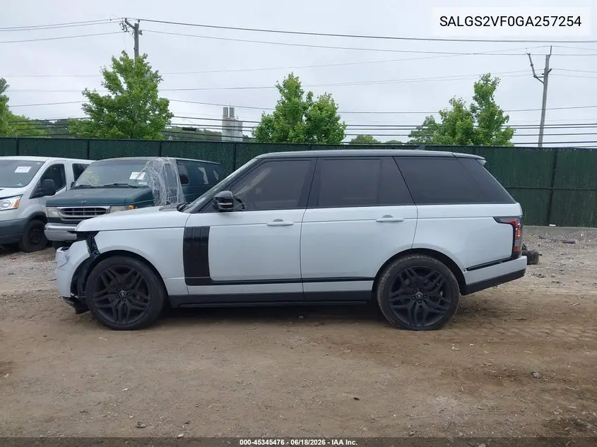 2016 Land Rover Range Rover 3.0L V6 Supercharged Hse VIN: SALGS2VF0GA257254 Lot: 45345476