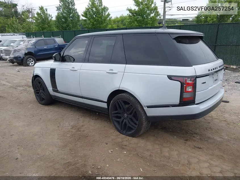 2016 Land Rover Range Rover 3.0L V6 Supercharged Hse VIN: SALGS2VF0GA257254 Lot: 45345476