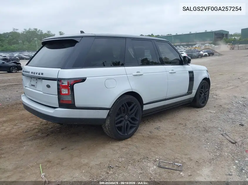 2016 Land Rover Range Rover 3.0L V6 Supercharged Hse VIN: SALGS2VF0GA257254 Lot: 45345476