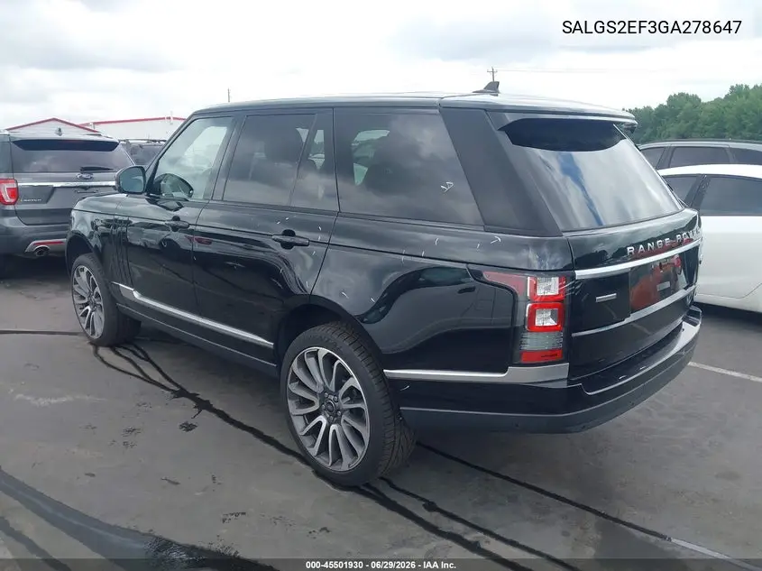 2016 Land Rover Range Rover 5.0L V8 Supercharged VIN: SALGS2EF3GA278647 Lot: 45501930