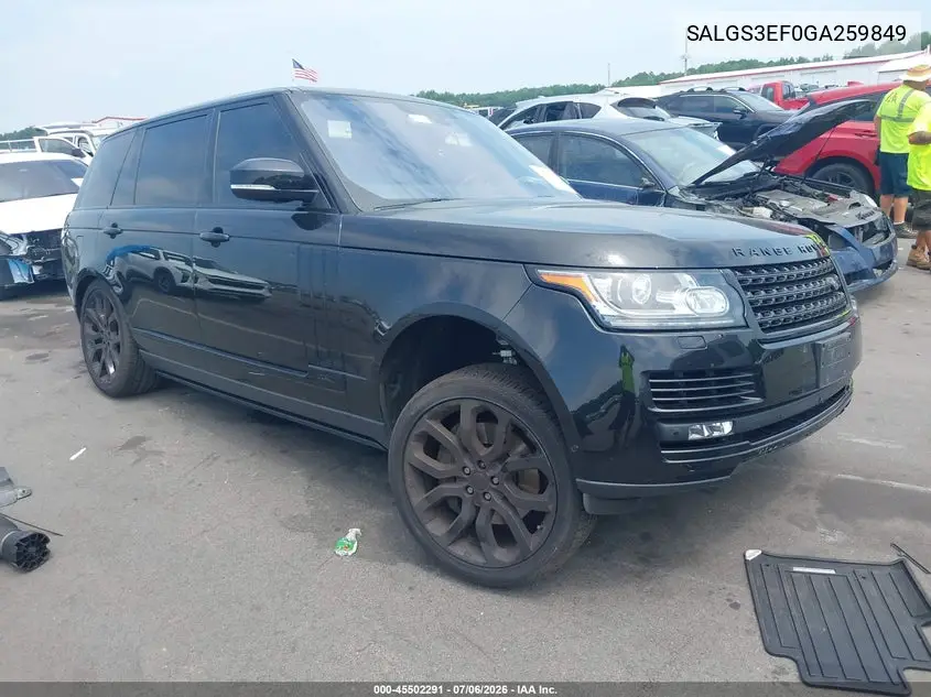 2016 Land Rover Range Rover 5.0L V8 Supercharged VIN: SALGS3EF0GA259849 Lot: 45502291