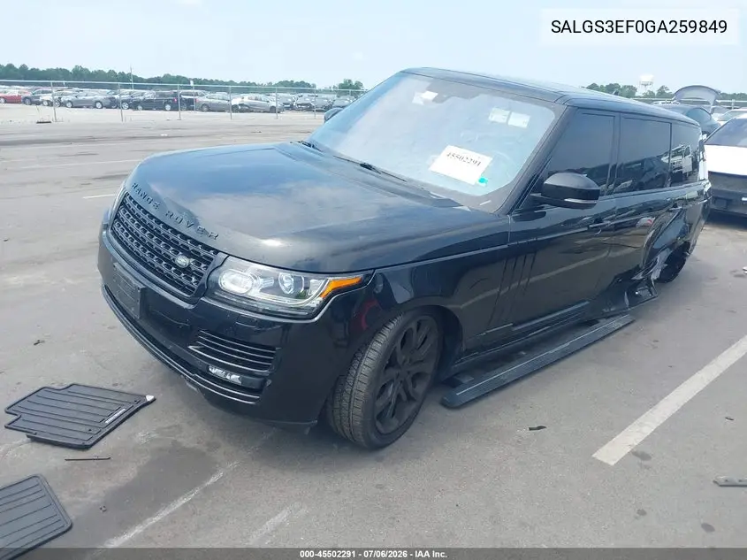 2016 Land Rover Range Rover 5.0L V8 Supercharged VIN: SALGS3EF0GA259849 Lot: 45502291