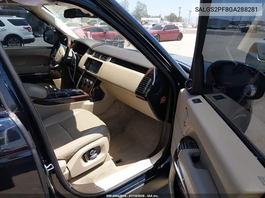2016 Land Rover Range Rover 3.0L V6 Supercharged Hse VIN: SALGS2PF8GA288281 Lot: 45542614