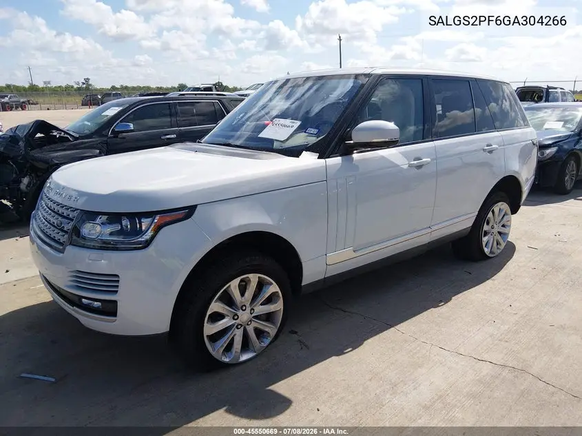 2016 Land Rover Range Rover 3.0L V6 Supercharged Hse VIN: SALGS2PF6GA304266 Lot: 45550669