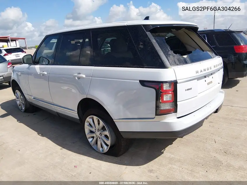 2016 Land Rover Range Rover 3.0L V6 Supercharged Hse VIN: SALGS2PF6GA304266 Lot: 45550669