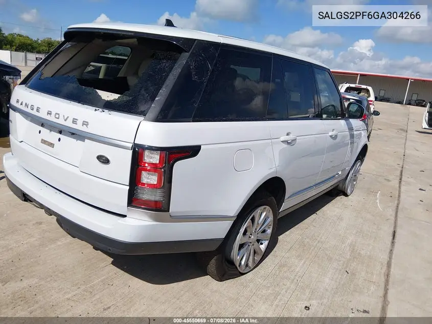 2016 Land Rover Range Rover 3.0L V6 Supercharged Hse VIN: SALGS2PF6GA304266 Lot: 45550669